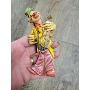 Vintage Simonelli Resin Clown Figurine With Fiddle Violin